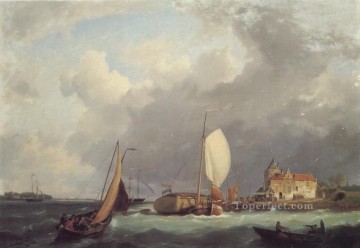 Envío frente a la costa holandesa Hermanus Snr Koekkoek barco marino Pinturas al óleo